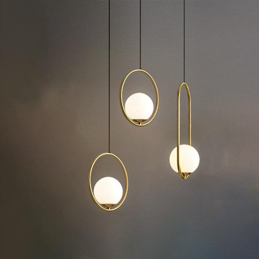 Nordic White Glass Ball Pendant Lights Dining Room Bar Pendant Lamps